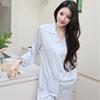 1011 Spring and Autumn New Ice Silk Pajamas Women's Doll Collar Sweet Long Sleeve Long Pants Thin Satin Homewear Set