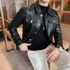 Spring Autumn Black Pu Leather Biker Jacket Men Style Long Sleeve Zipper Leather Coat Fashion Men Clothing Plus Size 3XL