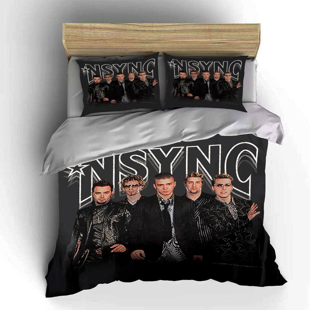NSYNC Band Graphic Print Set Bedding Duvet Cover Set Duvet Cover Pillowcases (1*Duvet Cover 2*Pillowcases, Without Duvet Insert)
