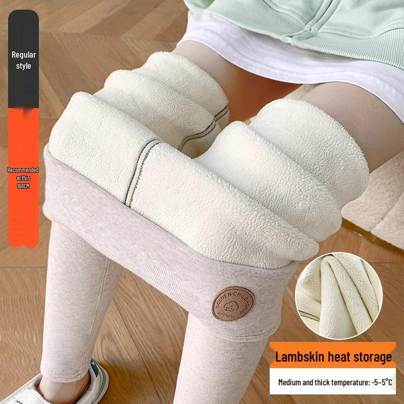 Women's Fleece-Lined Leggings, Plus Size, Thick Lamb Fleece Pants for Autumn and Winter - Warm, Thickened Cotton, Outdoor Wear.