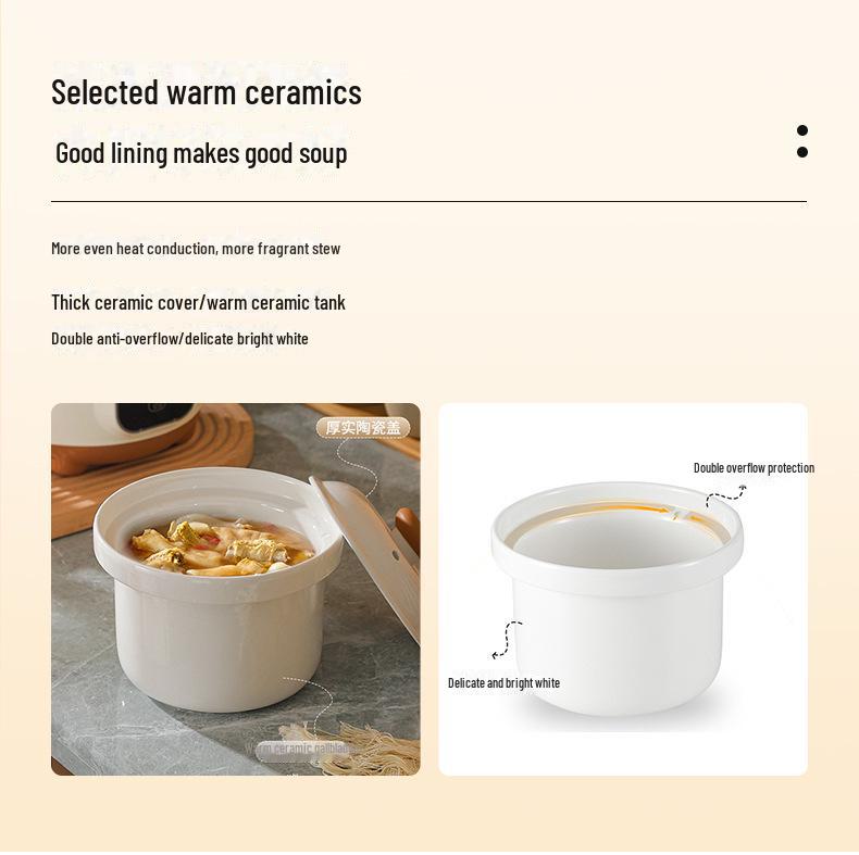 Multifunktionaler elektrischer Kochtopf für Brei & Suppe - Mini Keramik mit Timer & Terminfunktion