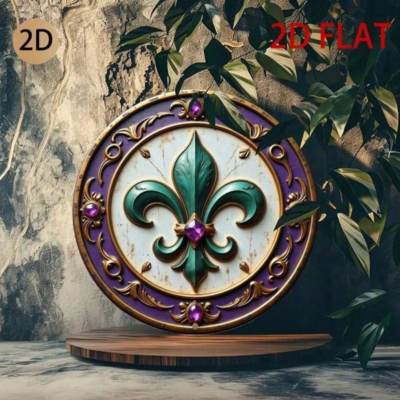 

Metal Wall Art Vintage 3D Round Flower of Life Stone Decor for Living Room