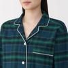 MUJI Seamless Flannel Long Sleeve Dark Green Size Size Small Women's Pajamas, Check, FD1LYA5A, Women's