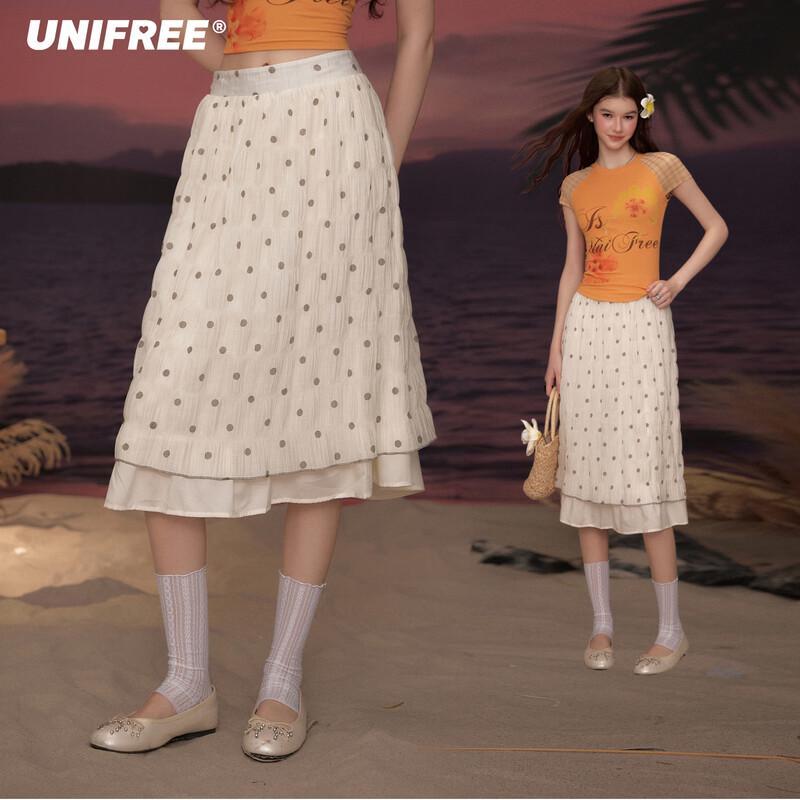 French Vintage Polka Dot High-Waist Midi Skirt One Size