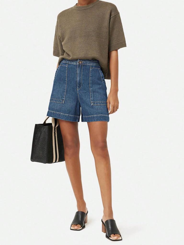 Women's High Waist Wide Leg Denim Shorts Casual Summer Jean Shorts with Pockets