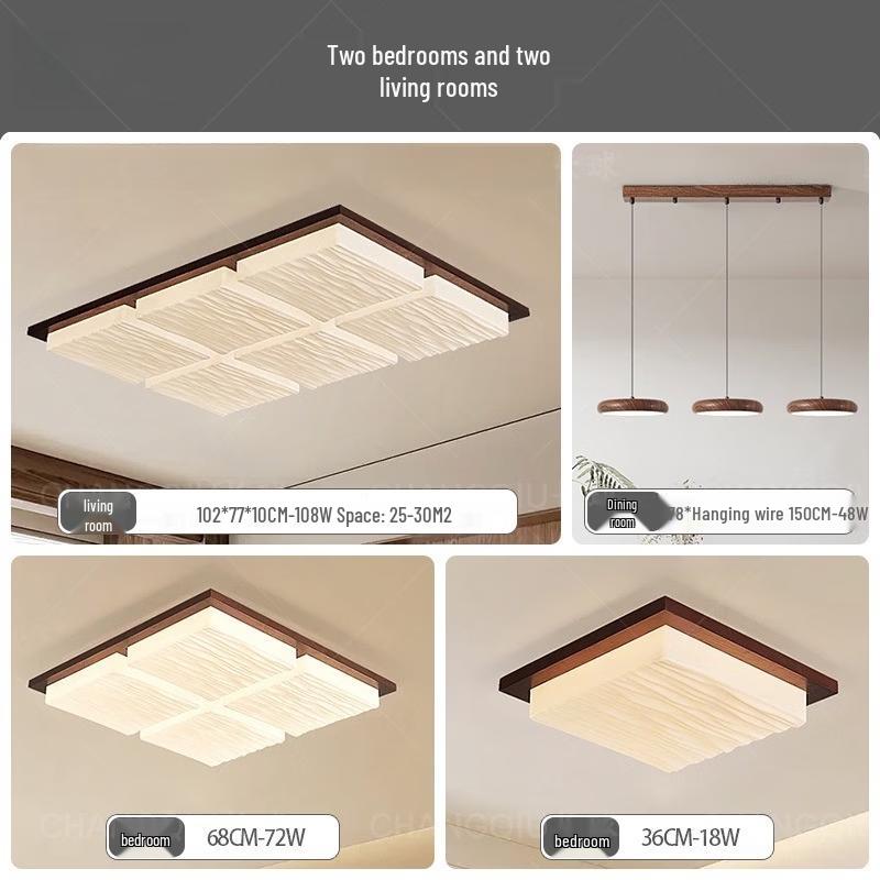 New Chinese Style Dream Bubble Black Walnut Ceiling Lamp