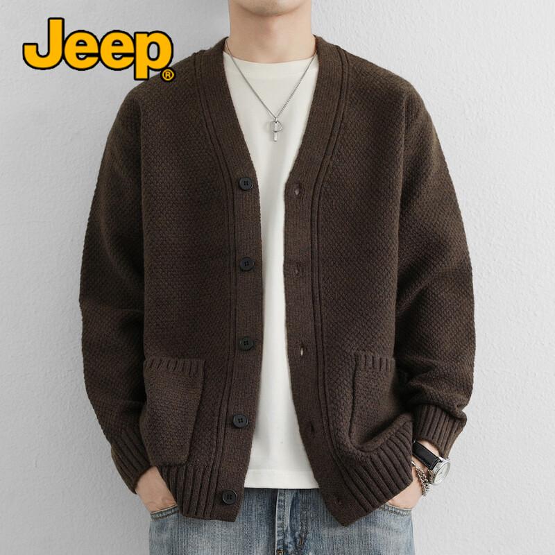 JEEP Men's V-Neck Knitted Cardigan
