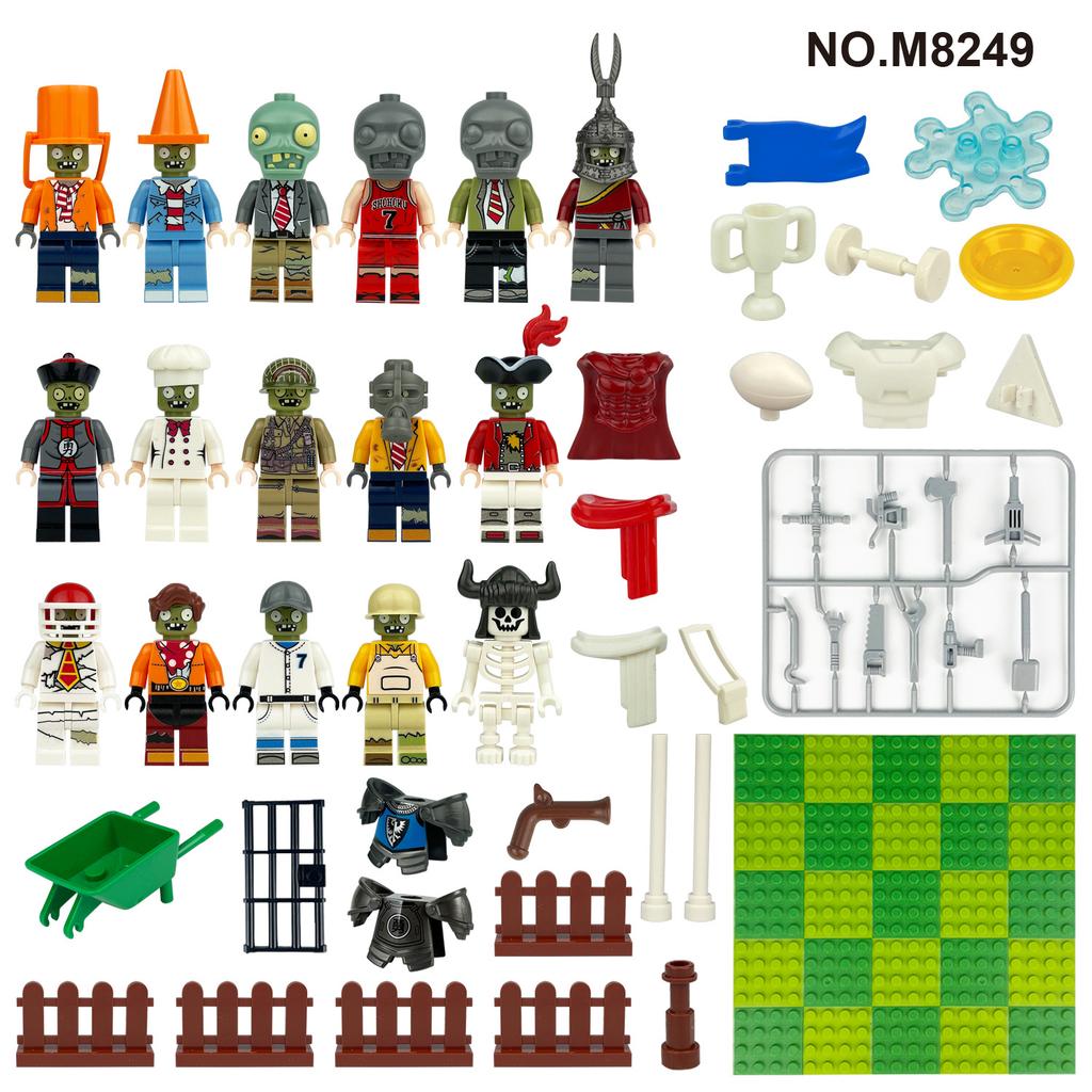 M8249 Zombie Gebäude Modell Cartoon Figur Kinder Zusammenbauen Kleine Partikel Baustein Spielzeug