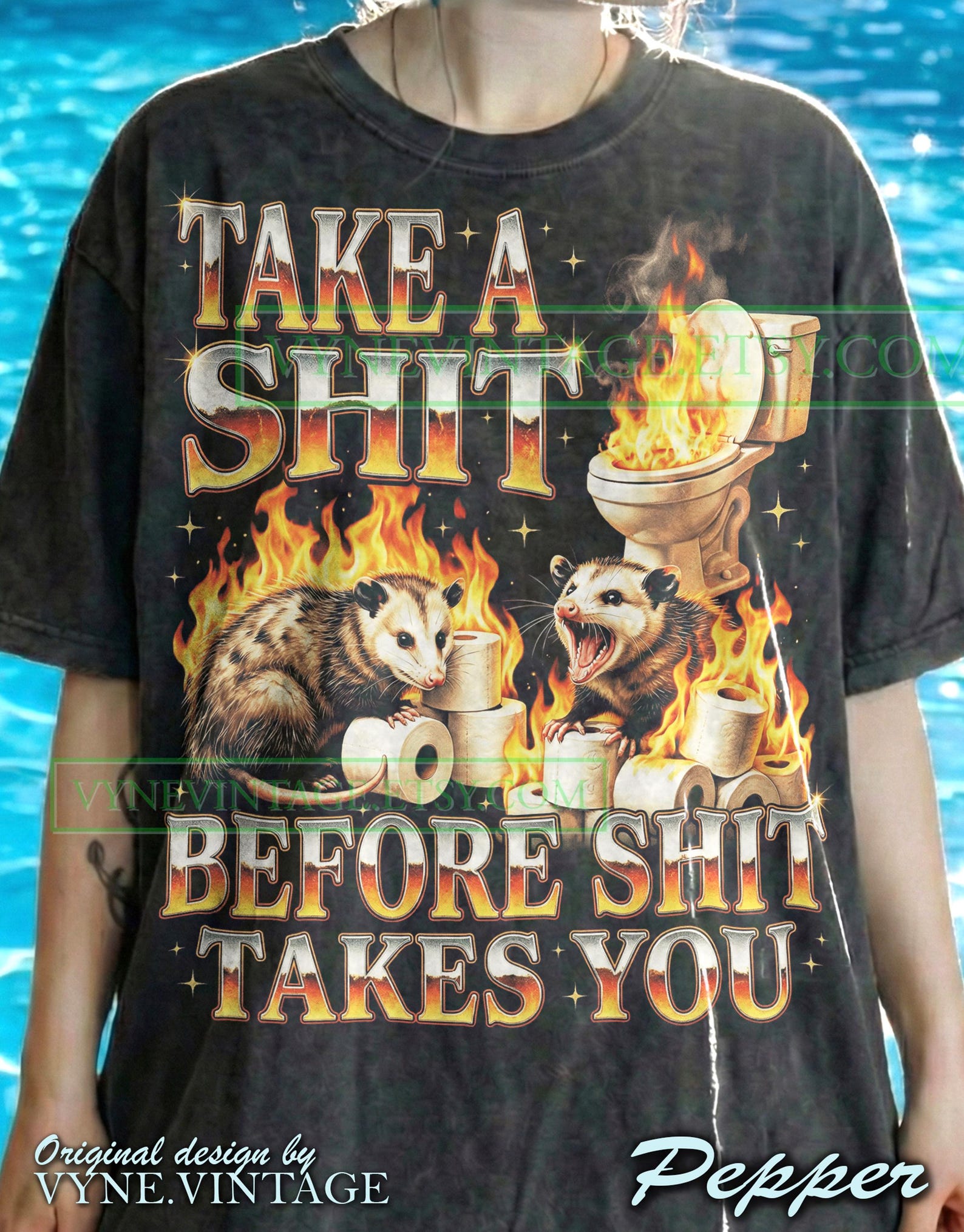 Take A Shit Opossum Comfort Colors® Tshirt, Funny 90S Graphic Tees, Retro Vintage Meme Sweater, Y2K Grunge Tanktop, Streetwear Gift M