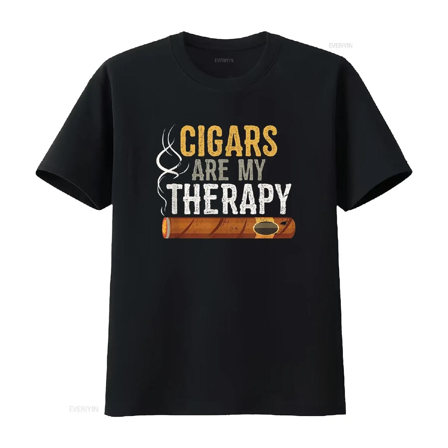 

Cigars are my Therapy Funny Humor Smoking Lover T Shirt vintage Washed Stylish Soft graphic Stretched Top For Everyday Wear XXXXXL чорний
