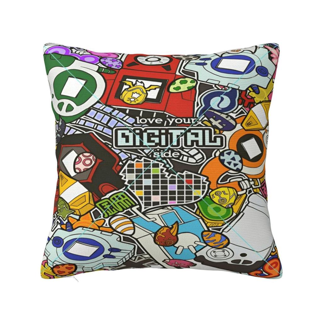 Stylish Bedroom Digital Monster Digimon Decoration Pillowcase Merch Pillow Cover Zipper Multi-Size