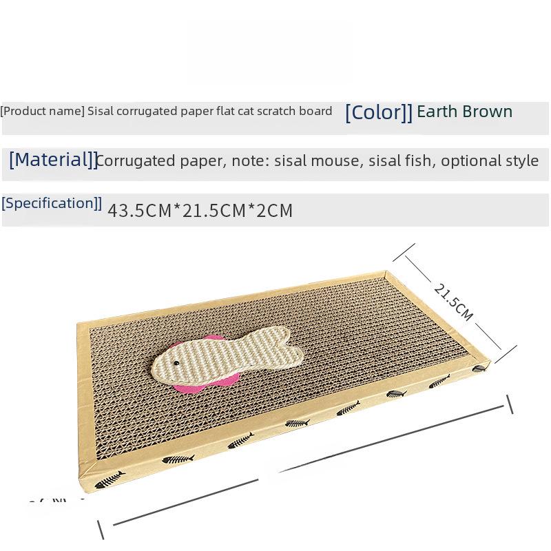 Placă de zgâriat pentru pisici din sisal ondulat - formă mare de șoarece și pește pentru măcinarea ghearelor