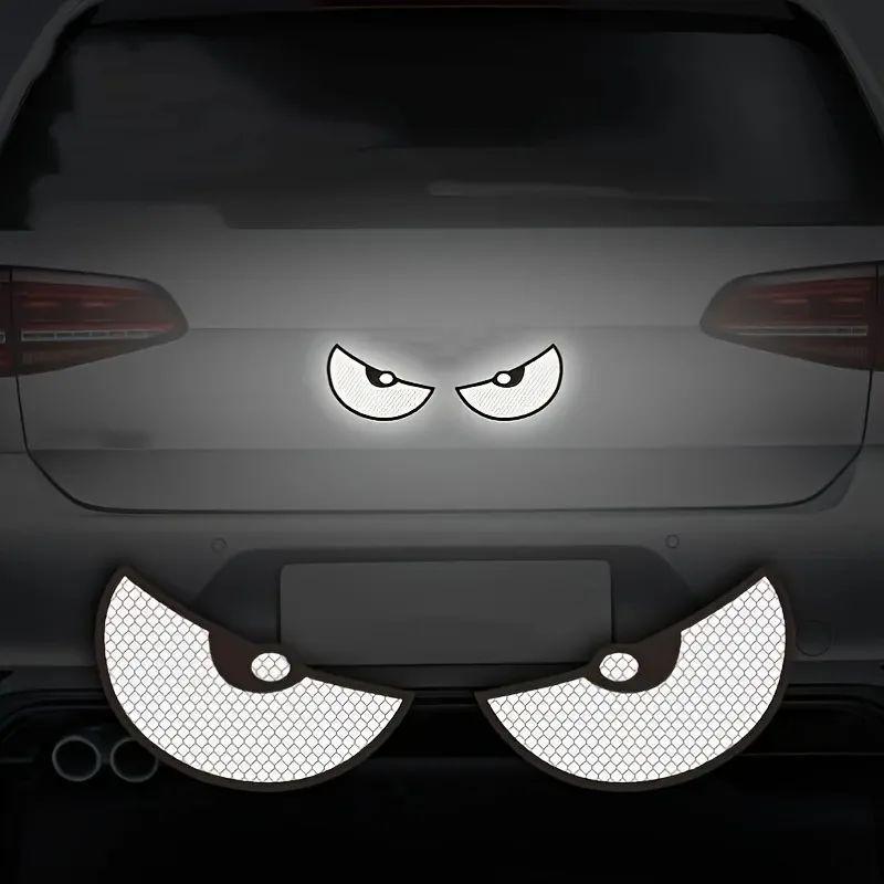 2pcs Car Reflective Safety Warning Tape Cat Eyes Pattern Night Driving Safety Decals for Auto Truck Motorcycle Reflector Sticker