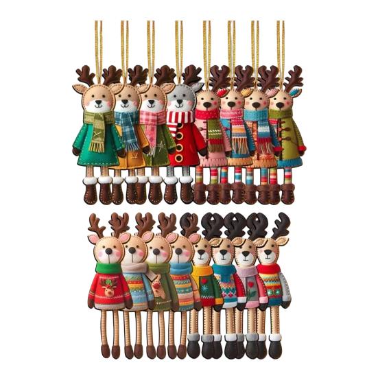 

Christmas Reindeer Hanging Ornaments 2D Wooden Reindeer Decorations Colorful Reindeer Ornaments for Xmas Tree Kids Room Home Wall Fireplace Party 8 cm 16pcs