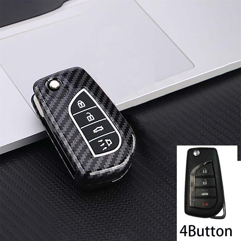 Flip 2 3 4 Button Carbon Car Key Case Cover for Toyota Camry 2022 2021 Corolla Key Cover Car Accessories Keychain Keyring Holder