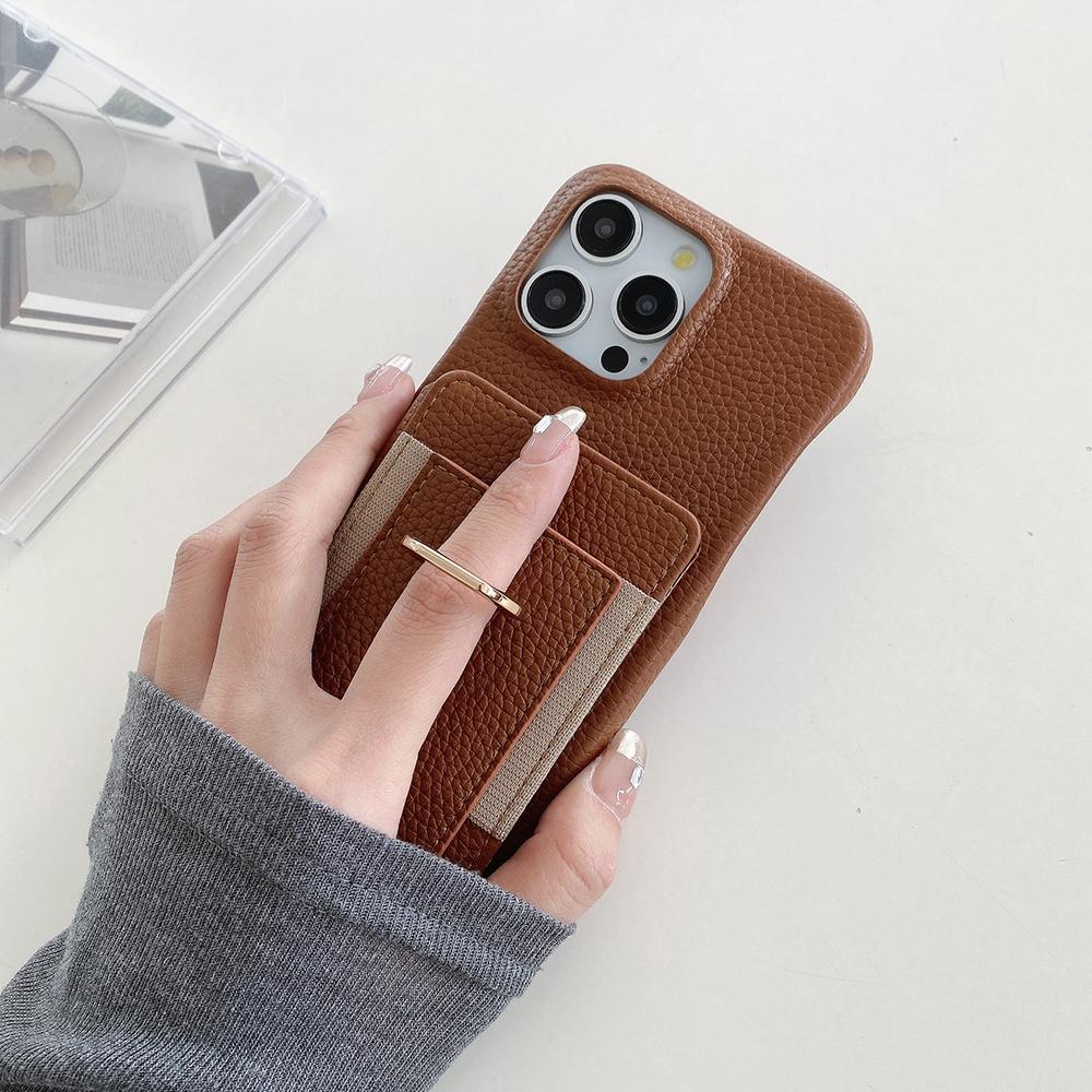 For iPhone 16 Pro Max Case Card Slots Kickstand PU Leather Back Cover with Ring Holder,Wrist Strap