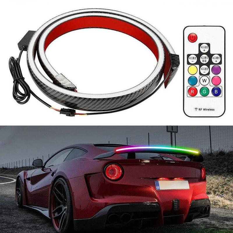 120CM Car Trunk Tail Brake Lights 12V Universal Multicolour Flow Strips Brake Turn Signal Lamps Additional Stop Lamp Accessories