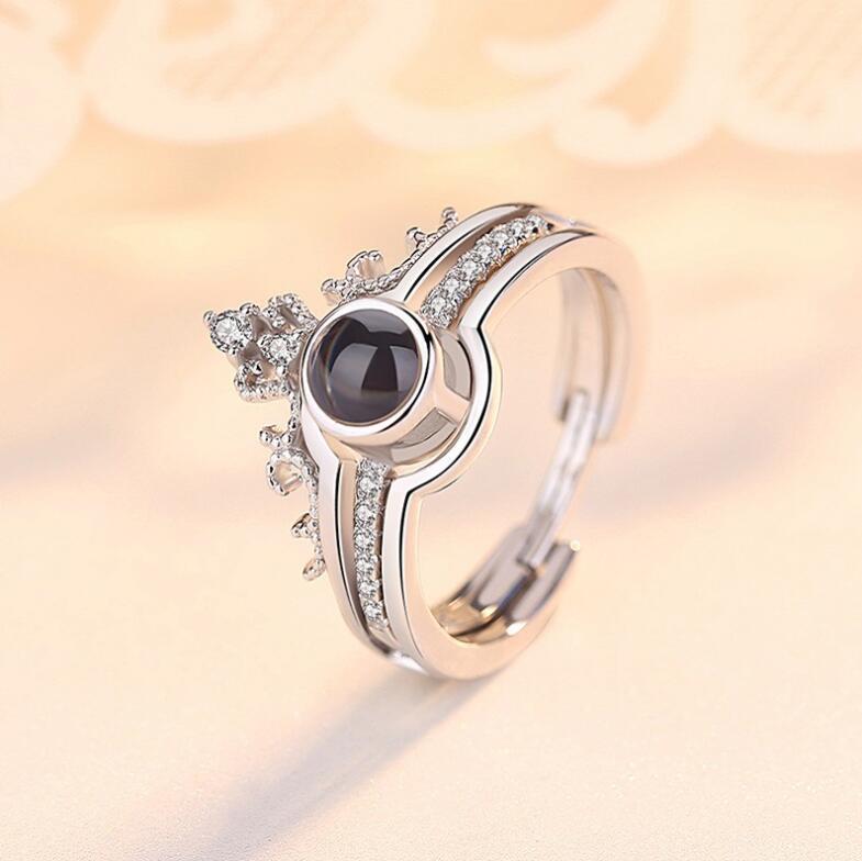 Douyin 100 Language 'I Love You' Crown Ring: Love Memory Confession, Detachable Design