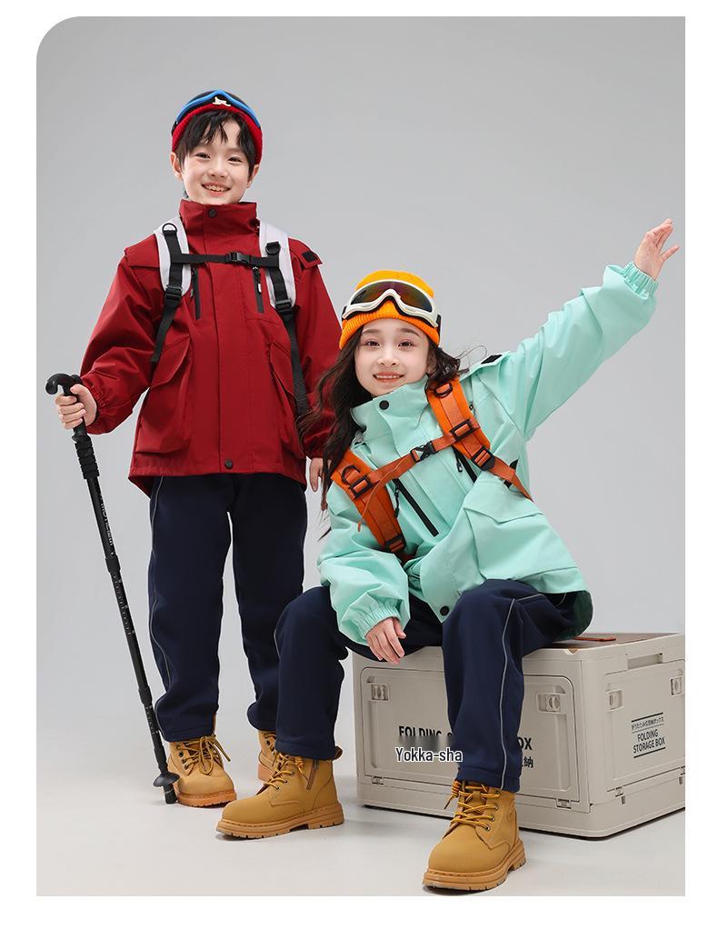 Children's 3-in-1 Ski Suit: Detachable Outdoor/Class Uniform for Primary & Kindergarten