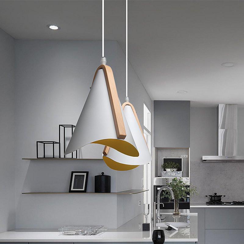 

Wood grain Nordic LED meals chandeliers postmodern contracted originality, wrought iron stores lounge bar, household lighting белый
