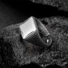 Men's Pitting Stainless Steel Ring, Punk Personality Trendy Men's Hip Hop Glossy Ring Foreign Trade Jewelry