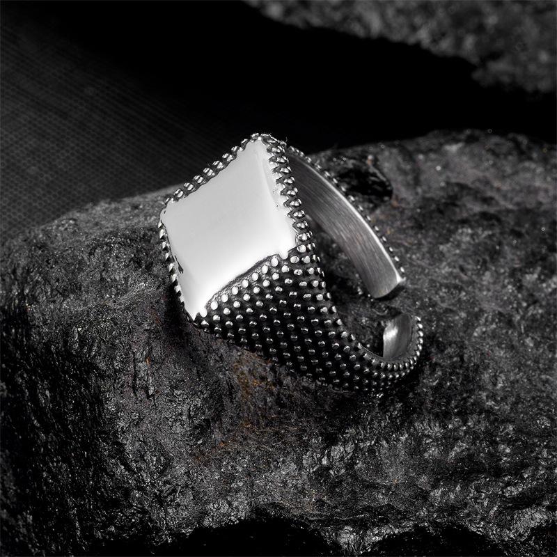 Men's Pitting Stainless Steel Ring, Punk Personality Trendy Men's Hip Hop Glossy Ring Foreign Trade Jewelry