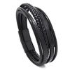 Stainless Steel Braided Leather Bracelet Men'S Titanium Steel Magnet Buckle Leather Rope Leather Bracelet