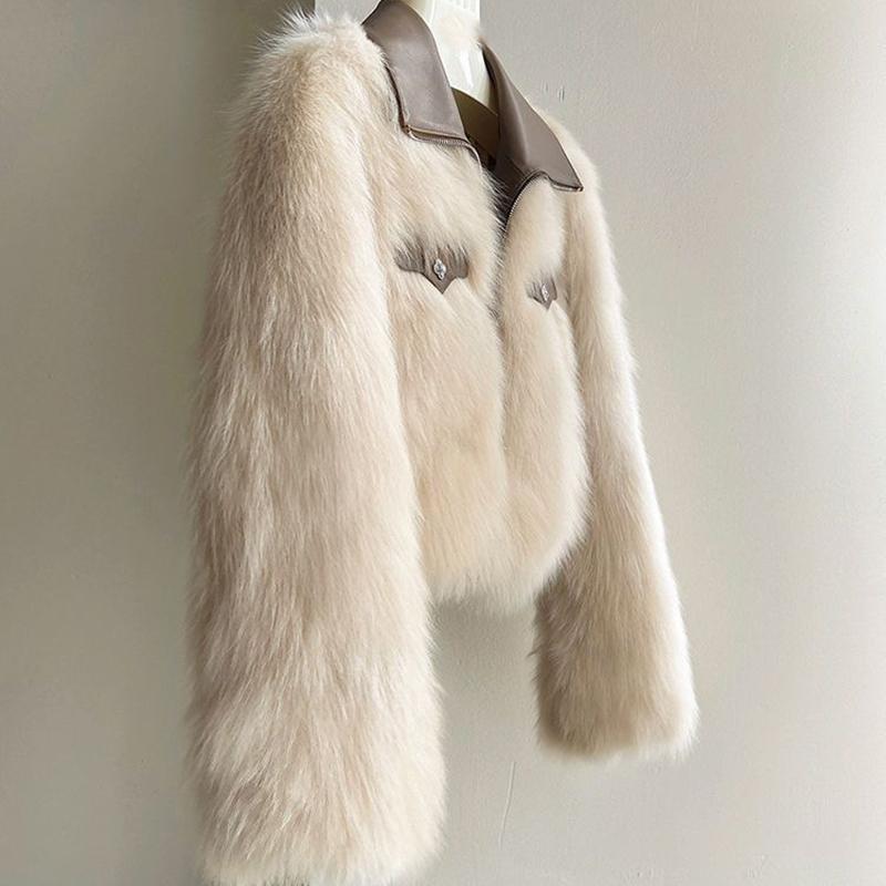 Spring Autumn Collar Loose Fur Coat Women Winter Coat Plush Short Jackets Women