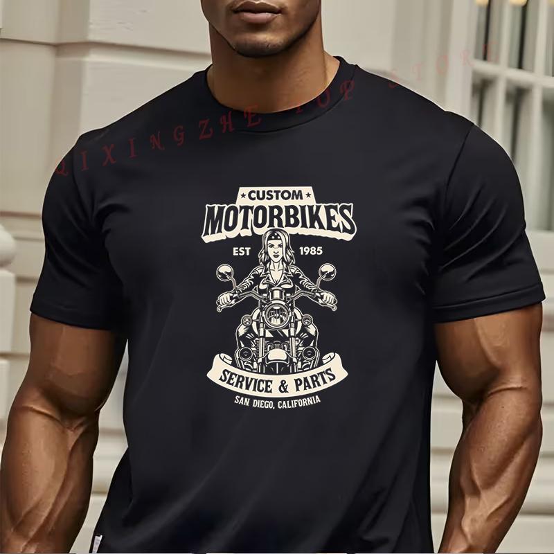 Motorcycle Rider TShirt Artwork Funny Present For Mens Short Sleeve TShirts Oneck Top Tees 4XL