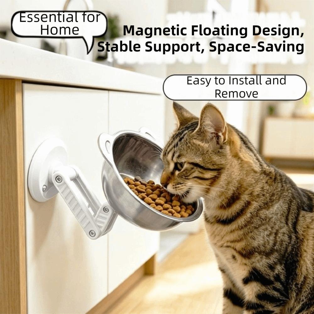 Height Adjustable Magnetic Cat Bowl Space Saving Cat Food Bowl Cervical Spine Bowl  Pet Feeding