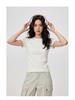 Spicy Girl Women's Slim-Fit Short-Sleeved Round Neck T-Shirt for Petite, Solid Color, Versatile