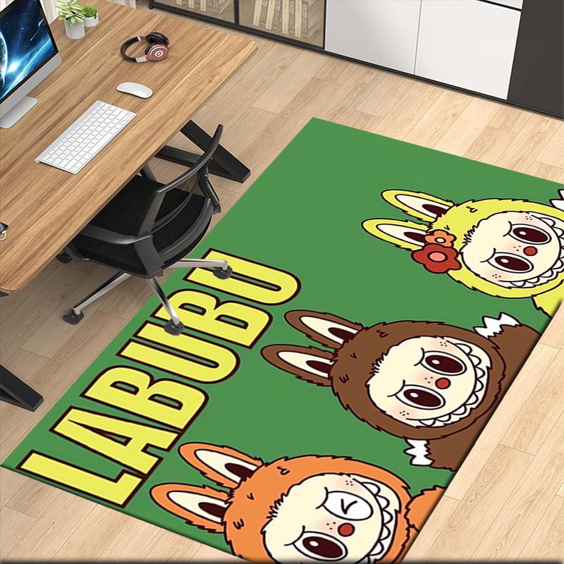 Labubu Teppich mit Aufdruck, für Bürostuhl Wohnzimmer Schlafzimmer Küche Raumdekoration Geschenke.