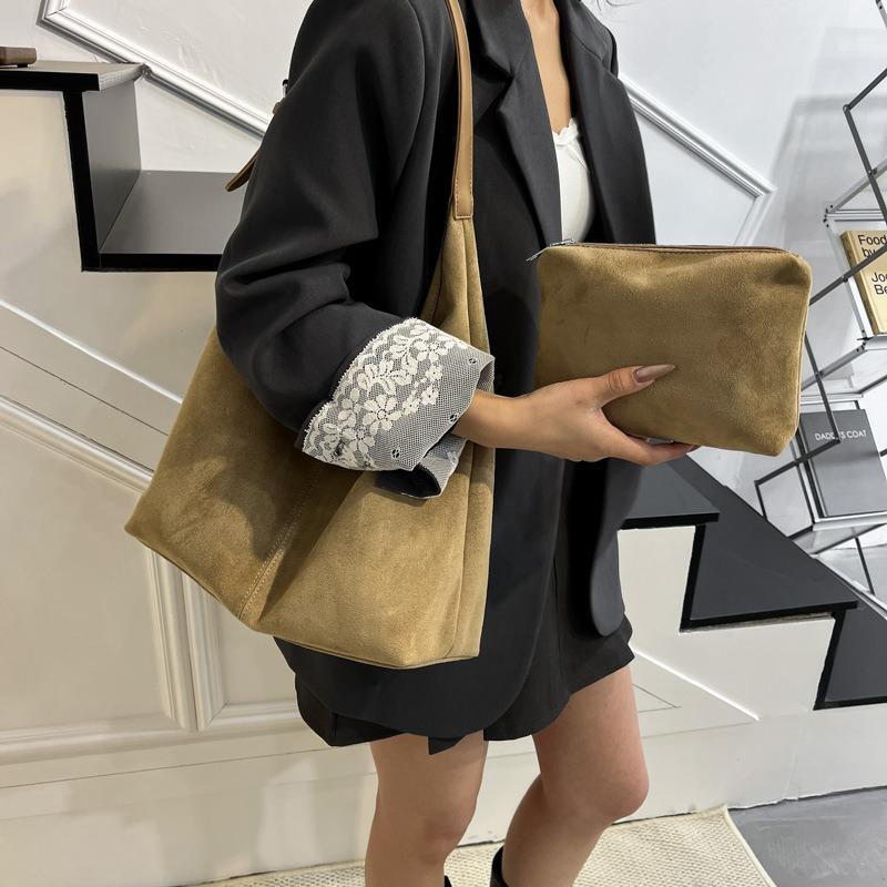 Suede Bag Women's New Autumn and Winter Large-capacity Matte Leather Shoulder Bag Textured Commuter Tote Bag