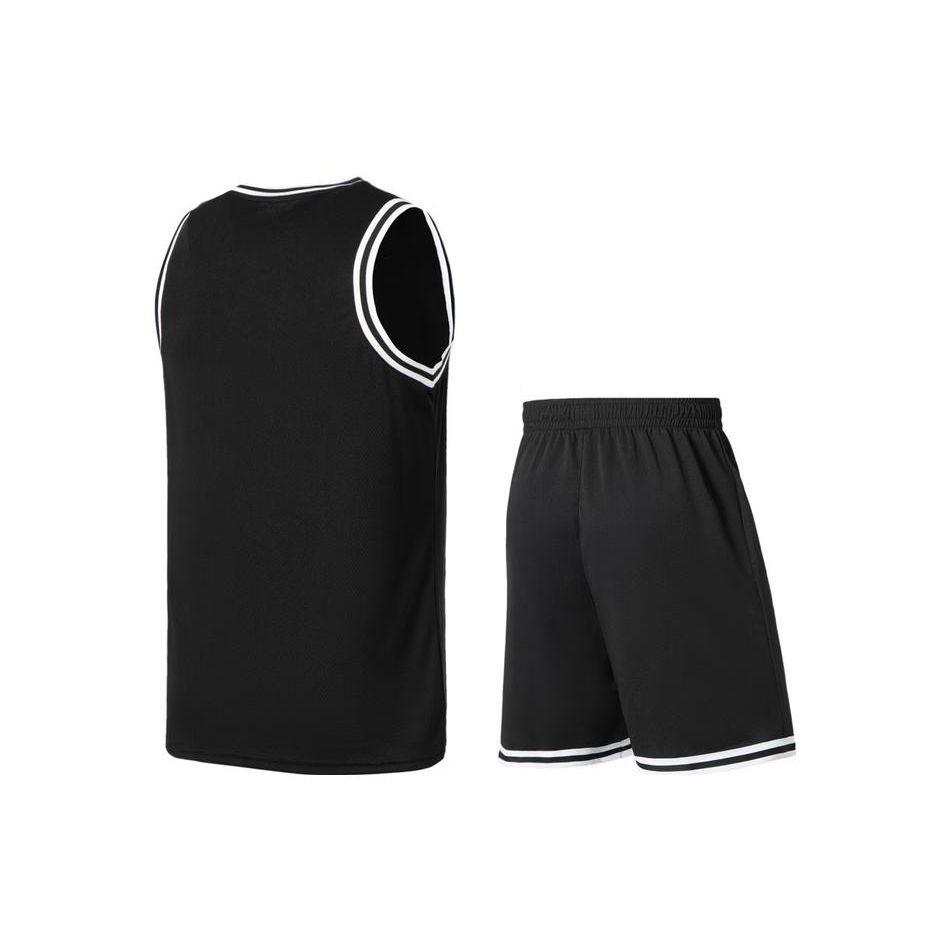 Li Ning Casual Solid Color Brand Logo Sports Basketball Suit Men Suit Black AATT037-4