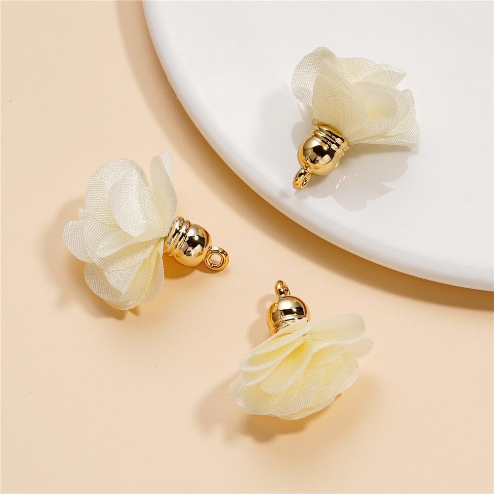 

10Pcs/Lot Fabric Flower Tassel Pendants for Jewelry Making for DIY Bracelet Earrings Keychain Tassel Jewelry Making Accessories 10pcs