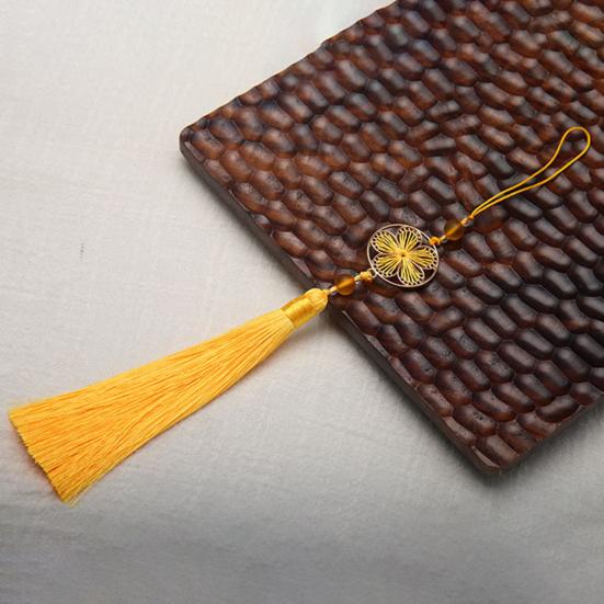 Yousheng 13cm Tassel Pendant Vintage Chinese Style Element Smooth Texture Hollowed Pattern Handmade Decorate Clothing Accessories Flower Round Tassel