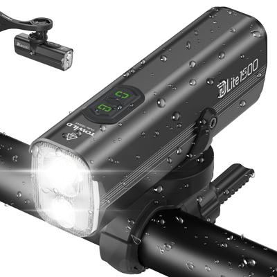 Lampa Rowerowa 1500 Lumenów Duża Pojemność 5000mAh Lampa do Roweru Szosowego Światło Drogowe Reflektor Rowerowy Funkcja Automatycznego Oświetlenia Lampa do Roweru Crossowego Ładowalna