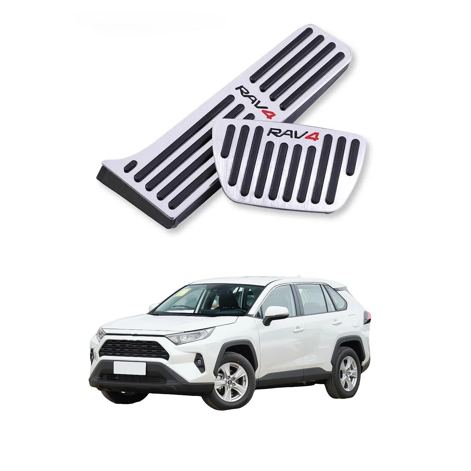 

Алюминиевые накладки на педали тормоза и газа для нового RAV4 50-й серии 2019 декабрь, кастомные, простые в установке, без инструментов, детали интерьера, алюминиевый набор педалей