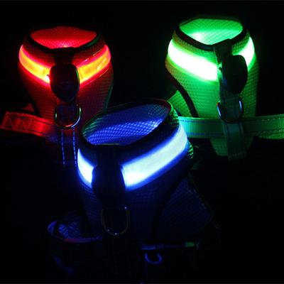 Pet LED Harness High Brightness Wear Resistant Mesh Fabric Medium Dog LED Rechargeable Pet Vest Harness for Outdoor