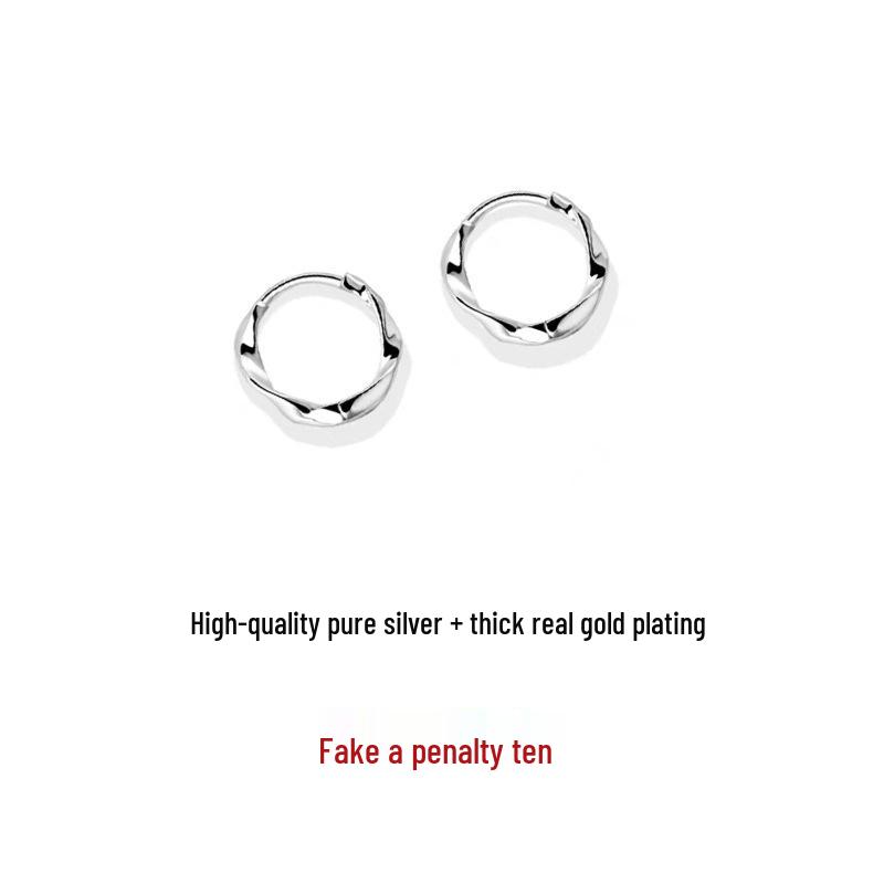 S999 Pure Silver Minimalist Hoop Earrings for Pierced Ears - Women's Cartilage and Stud Ear Jewelry