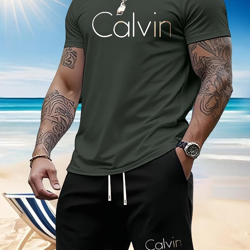 Men's summer T-shirt two-piece fashionable casual short-sleeved versatile suit