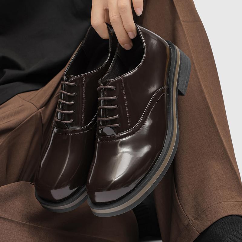 Fashion Classic Men's Leather Lace-Up Casual Shoe Elegant Solid Color Formal Office Business Shoe Comfortable And Anti-Slip Oxford Shoes