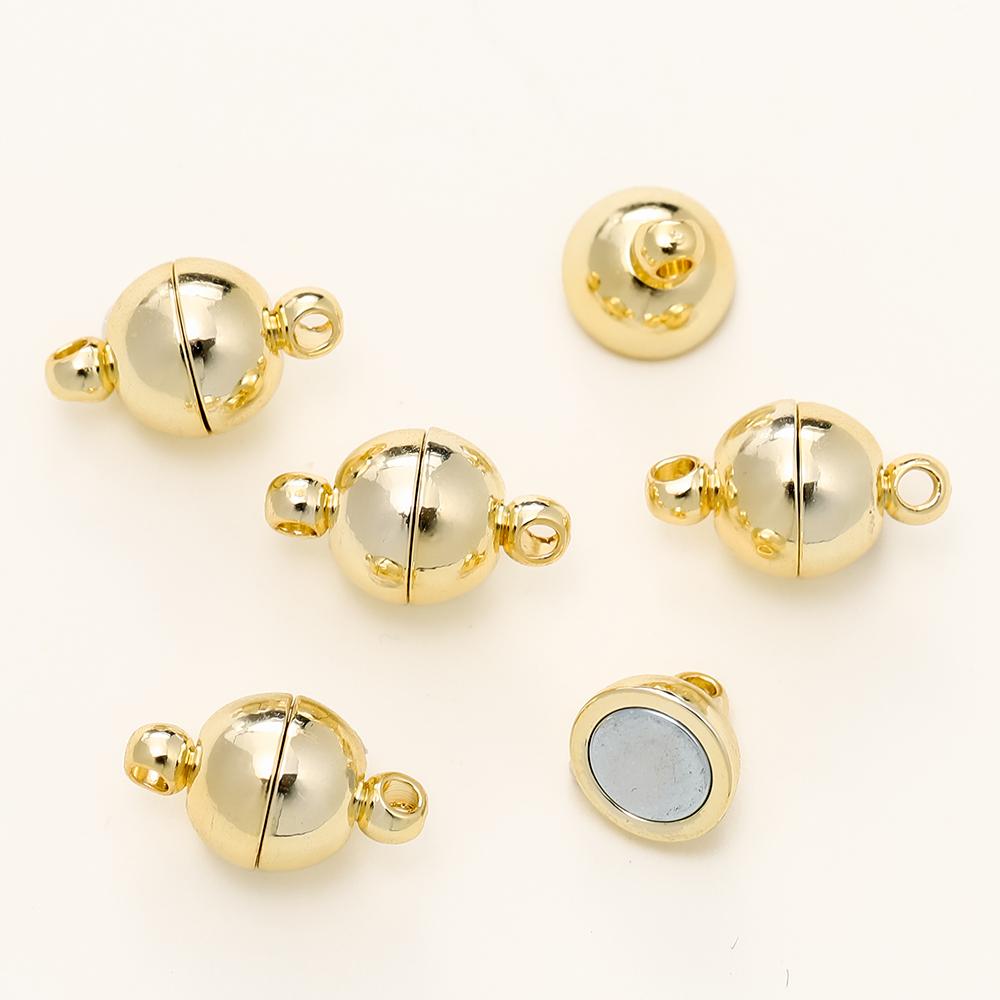 4/6pcs/pack 8*14MM 14K/18K Gold Plated Brass Magnetic Bracelet Clasp Beads for Handmade DIY Jewelry Making Accessories