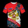 Summer Round Neck 3D Russian Flag Printed Top Fashionable Casual Short Sleeved Children's Boy T-shirts