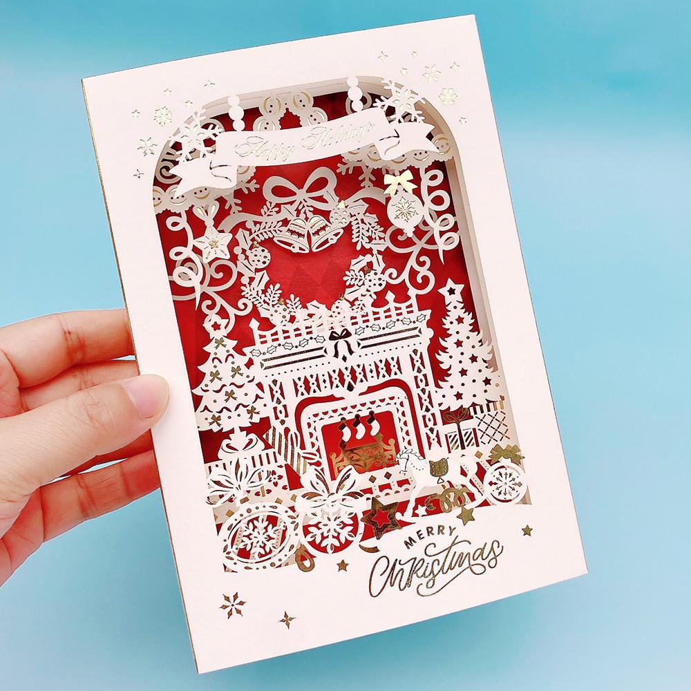 Festive Holiday Card Ornament With Copper Paper Material For Christmas Decor