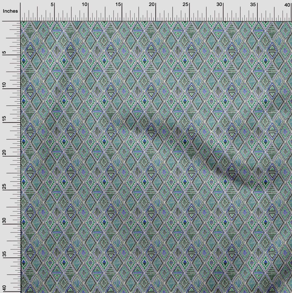 oneOone Cotton Flex Green Fabric Tribal Quilting Supplies Print Sewing Fabric by The Yard 40 Inch