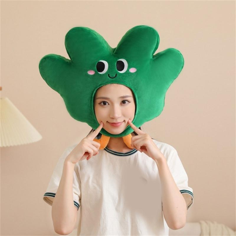Novel Funny Little Grass Headgear Plush Little Grass Hat Cartoon Plant Headgear Hat Photography Props for Women Men