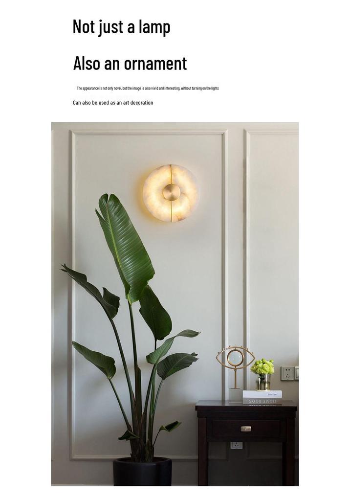 Nordic Luxury Round Natural Marble Wall Lamp for Bedroom and Living Room