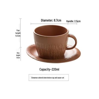 Creative Stone Pattern Ceramic Coffee Mug with Saucer Set