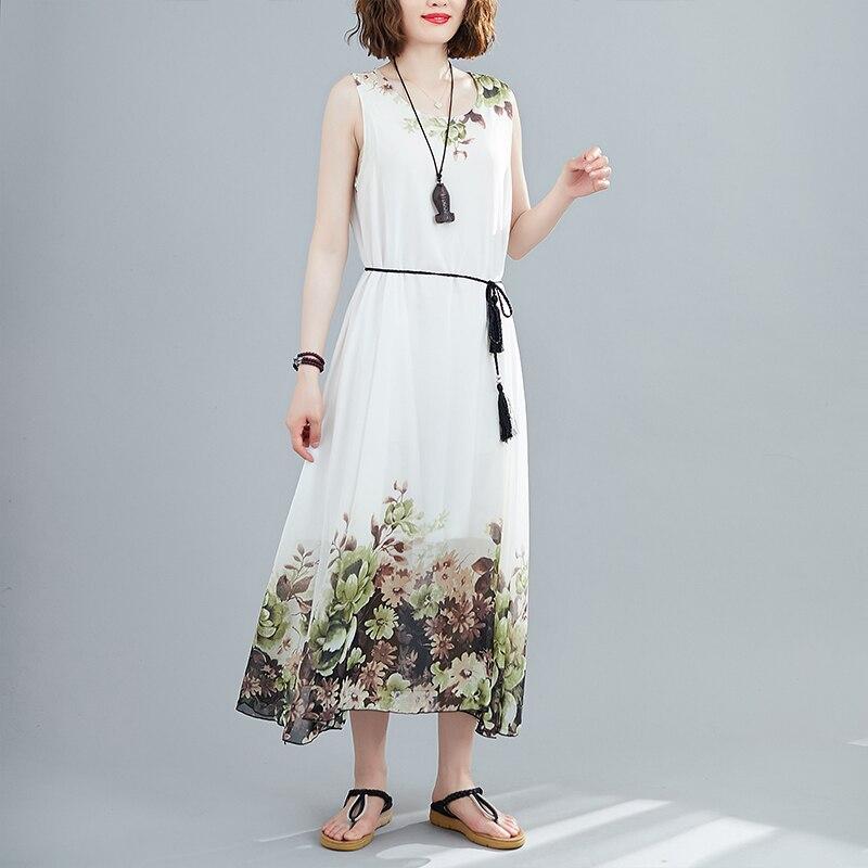 DIMANAF 2021 Abito da donna Prendisole Donna Vintage Chiffon Cintura  floreale Maxi Coreano Elegante gilet senza maniche Bianco Estate Nuovo  Vestito acquista in modo economico — spedizione gratuita, recensioni reali  con foto — Joom